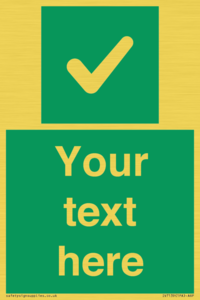 Custom green background, green square with tick sign